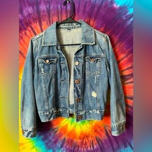 American Eagle Cropped Denim Jacket Large